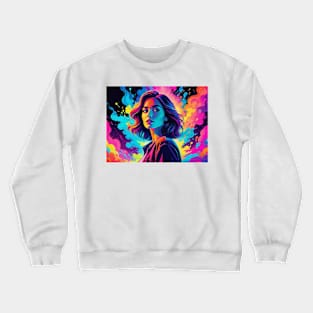 An Illustration of a Woman's Psychedelic Vision - colorful Crewneck Sweatshirt